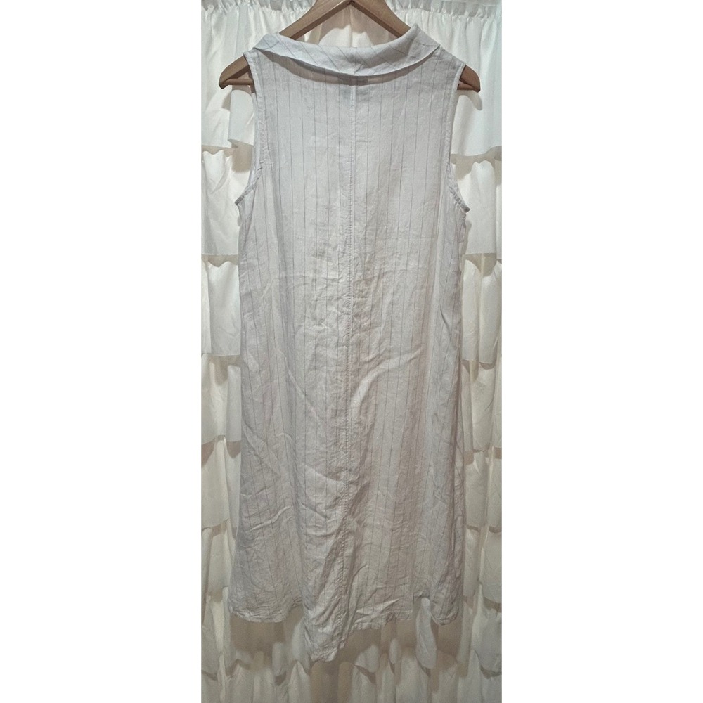Chalet et Ceci White 100% Linen Coastal Cowlgirl Neck Tunic Dress Made in USA - Picture 4 of 8